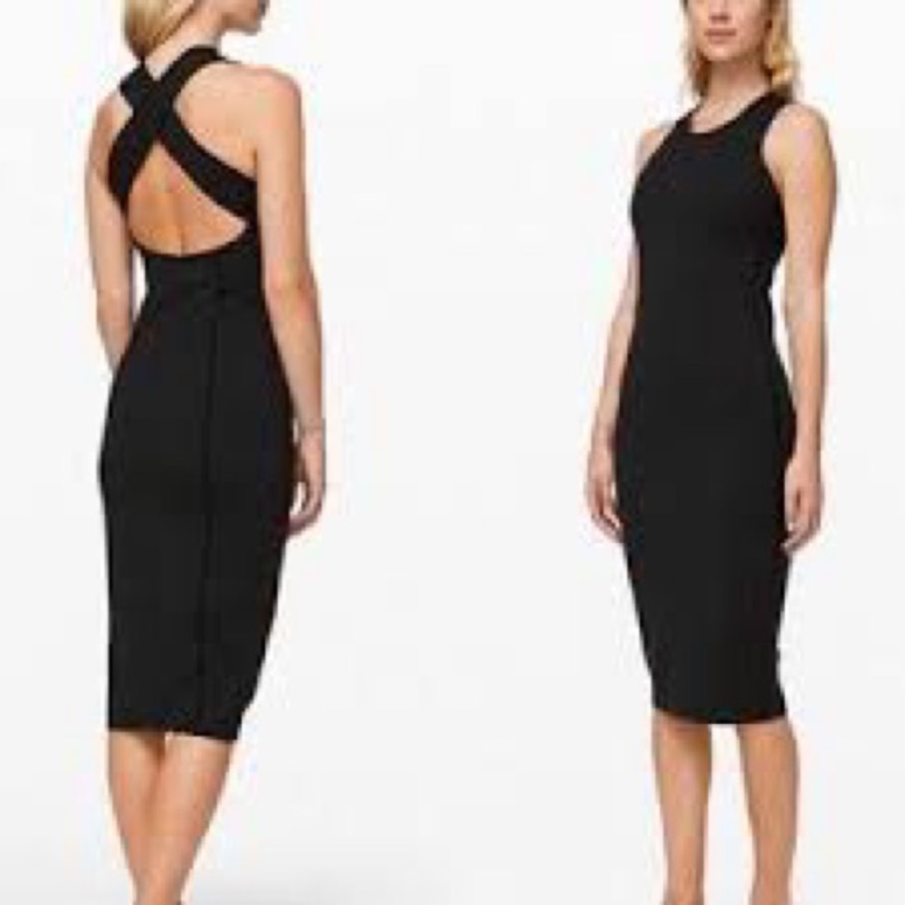 Lululemon Picnic Play Black Criss Cross Back Midi Dress Size 2